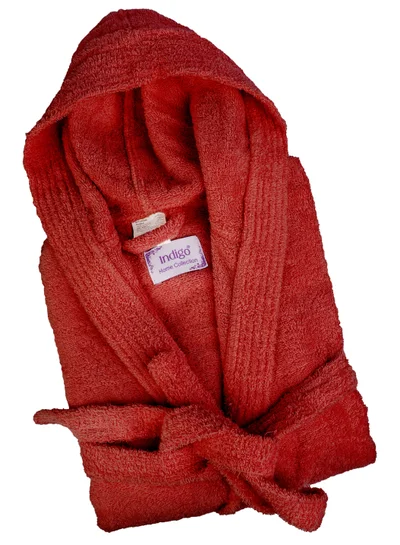 Bliss Casa Unisex Hooded Bathrobe - 100% Cotton, Super Soft, Highly Absorbent Bathrobes For Women & Men- Perfect for Everyday Use Burgundy Adult Size
