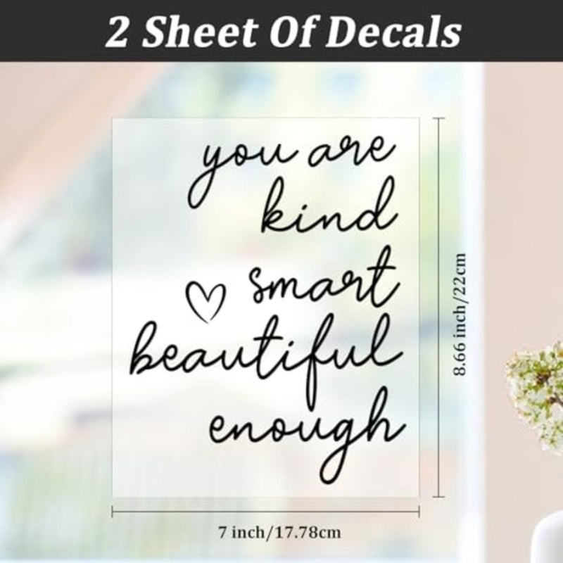 2 Pack Mirror Decal, Bathroom Mirror Decor 3D Vinyl Mirrors Decal Waterproof Positive Affirmation Mirrors Sticker for Women Home Living Room Bedroom Girl Decoration Black - Image 4