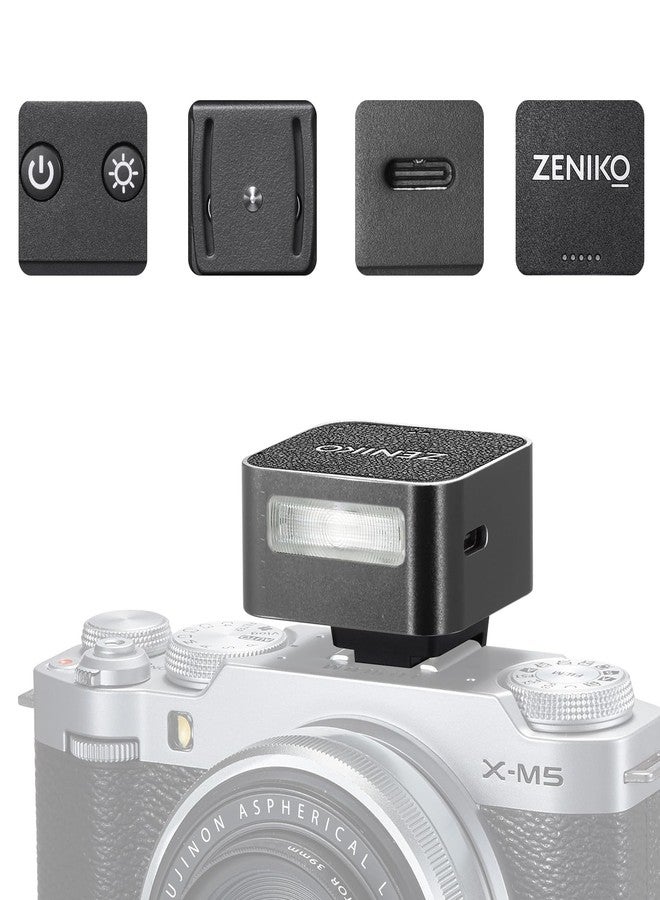 Zeniko ZF08 Mini Aluminum Flash Speedlite, CCT 6500K±200K Camera Flash Light for Canon, Nikon,Sony, Fuji, Leica and Other SLR Cameras with Single Contact Hot Shoe (Black) - Image 1