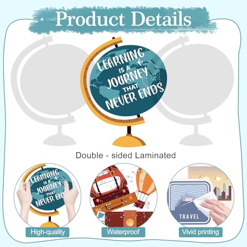 Justforjoyful Travel Bulletin Board Decoration Learning is a Journey Bulletin Cutouts Adventure Theme Classroom Decor Travel Map Poster Set for Teachers Students Back to School Wall Chalkboard Decor - Image 3