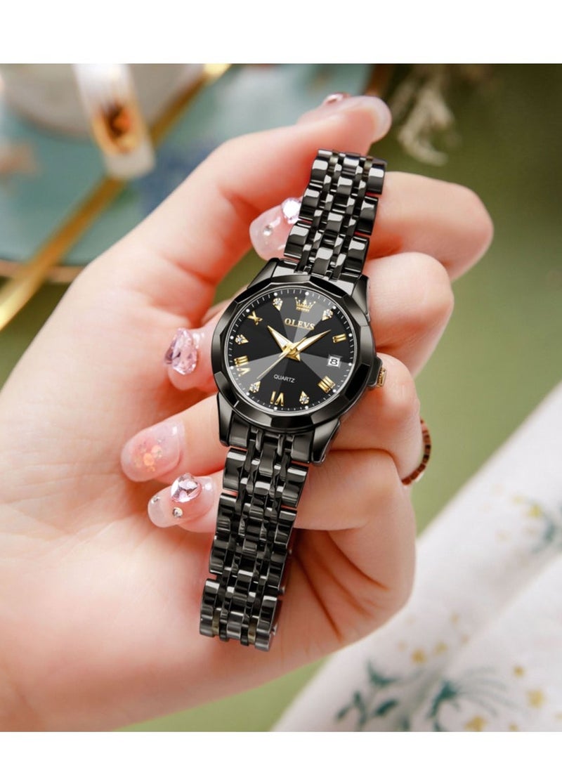 OLEVS ساعات نسائية أنيقة من الفولاذ المقاوم للصدأ مقاومة للماء ساعة كواتز تناظرية 9931 - Image 4