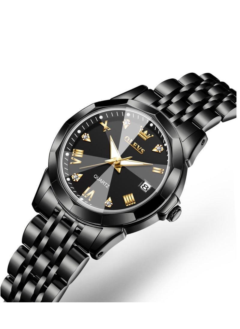 OLEVS ساعات نسائية أنيقة من الفولاذ المقاوم للصدأ مقاومة للماء ساعة كواتز تناظرية 9931 - Image 1
