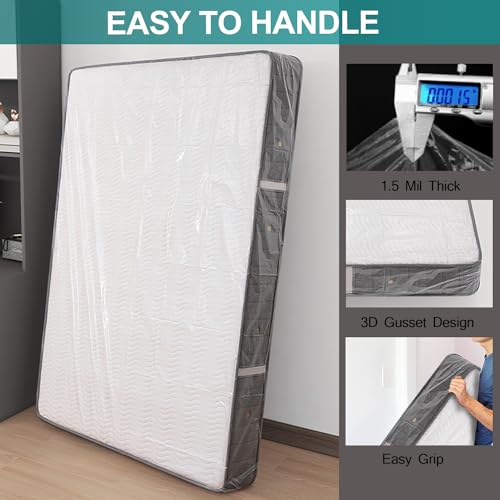 CZXNBI Mattress Bag for Moving Storage - 2 Pack Plastic Waterproof Mattress Protector Cover,Heavy-Duty Mattress Moving Supplies (2, Twin) - Image 4