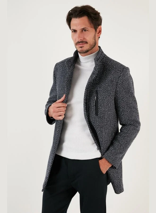 بوراتي معطف كشمير بقصة ضيقة وياقة واقفة وأزرار رجالي بوراتي