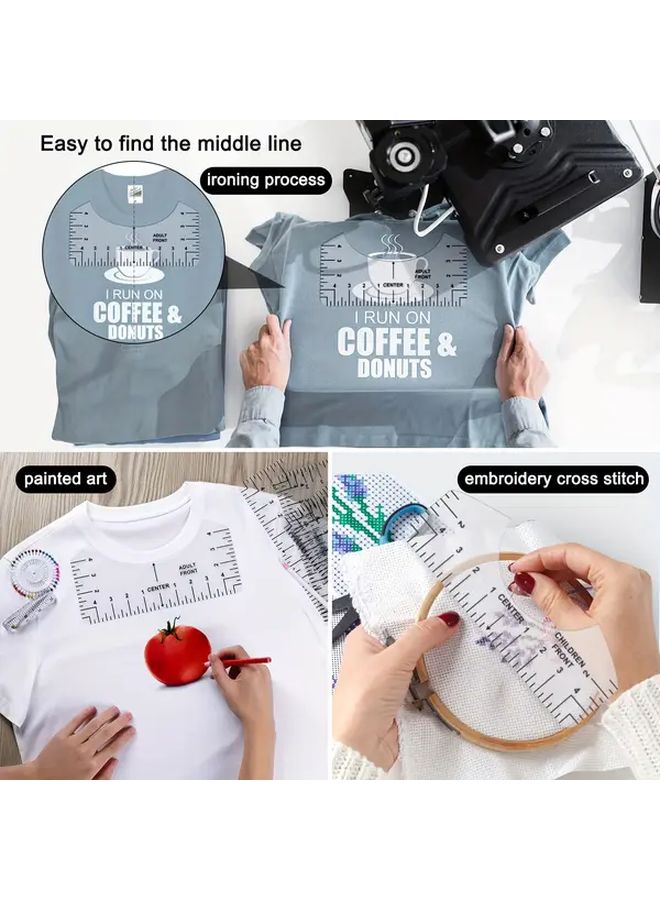 5pcs Transparent T Shirt Alignment Tool Ruler Guide For Heat Press Vinyl - Image 5