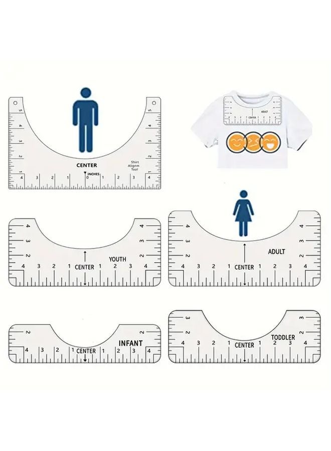 5pcs Transparent T Shirt Alignment Tool Ruler Guide For Heat Press Vinyl - Image 1