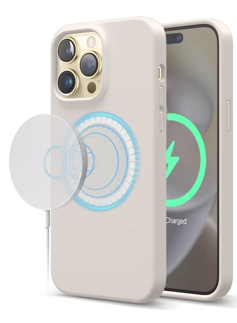 غطاء سيليكون لجهاز آيفون 14 برو ماكس مقاوم للصدمات متوافق مع ماغسيف - حجر - Image 1