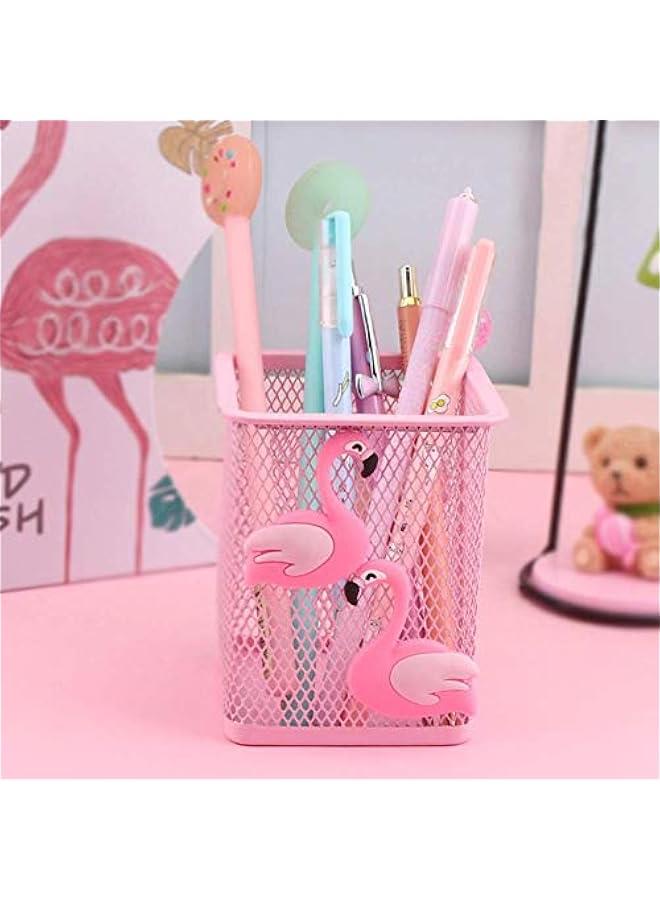 Trycooling 2 Pack Metal Cute Pen Pencil Holder Office Home Desk Square Pencil Cup Caddy Box Makeup Brush Holders for Girls (Square) - Image 2