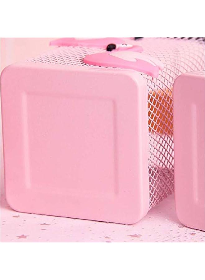Trycooling 2 Pack Metal Cute Pen Pencil Holder Office Home Desk Square Pencil Cup Caddy Box Makeup Brush Holders for Girls (Square) - Image 4