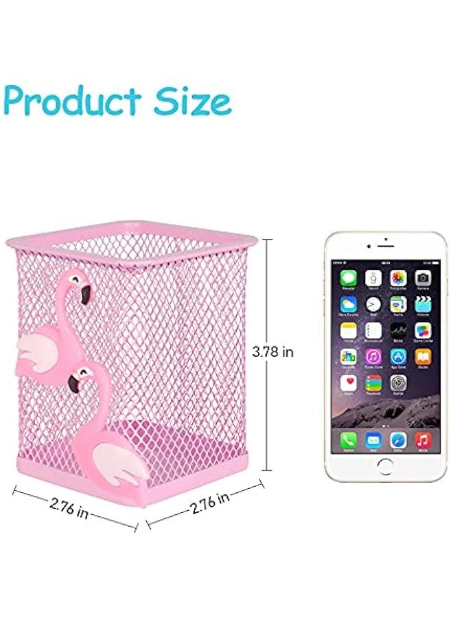 Trycooling 2 Pack Metal Cute Pen Pencil Holder Office Home Desk Square Pencil Cup Caddy Box Makeup Brush Holders for Girls (Square) - Image 5