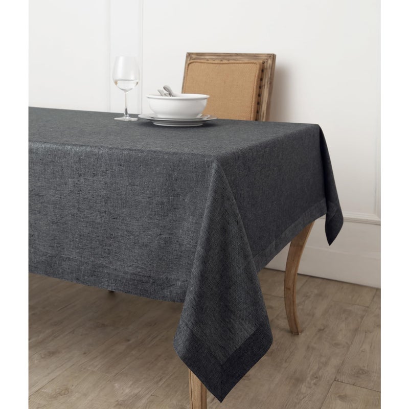 Solino Home Solino Home Linen Tablecloth 60 x 120 Inch  100 Pure Linen Charcoal Grey Table Cloth for Rectangle Tables  Athena Machine Washable Fabric Tablecloth 