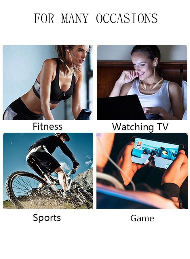 DUNISO Wireless Bluetooth 5.2 Headphones Neckband Headset With Retractable Earbuds Noise Cancelling Stereo Sweatproof Earphones With Mic For Gym Running Office - Image 2