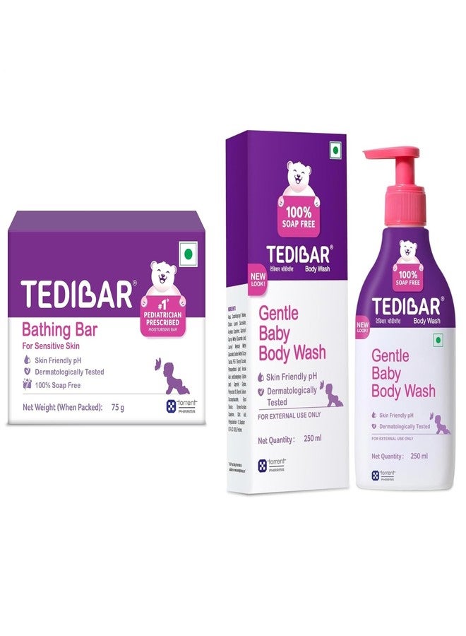 Tedibar Moisturising Baby Bathing Bar 75g(Pack of 1) with Skin Friendly PH|100% Soap Free|Dermatologically TestedTedibar | Rich Moisturising Baby Body Wash 250ml with Skin Friendly PH - Image 1
