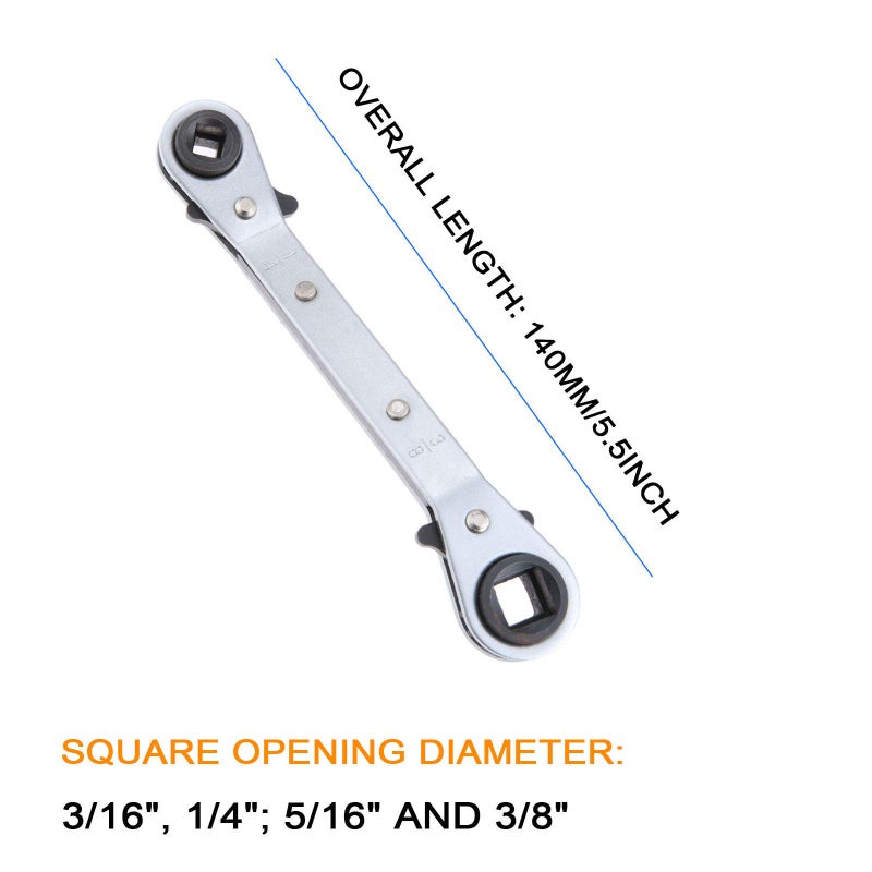gohantee مفتاح ربط تبريد gohantee بأربعة أحجام مختلفة - 1/4 × 3/16 مربع × 3/8 × 5/16 مربع لمكيفات الهواء - Image 2