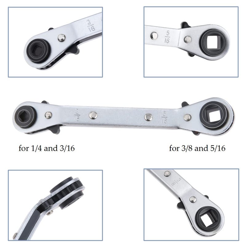 gohantee مفتاح ربط تبريد gohantee بأربعة أحجام مختلفة - 1/4 × 3/16 مربع × 3/8 × 5/16 مربع لمكيفات الهواء - Image 5