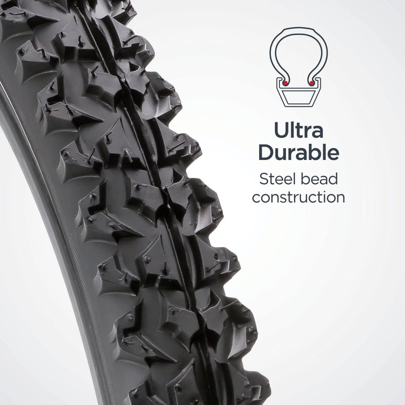 Schwinn Replacement Bike Tire, 24" x 1.95" Mountain Bike Tire, Wide & Blocky Knobs, Steel Bead Construction, Fits Internal Rim Widths 19mm-29mm, PSI Range 35 to 65 - Image 2