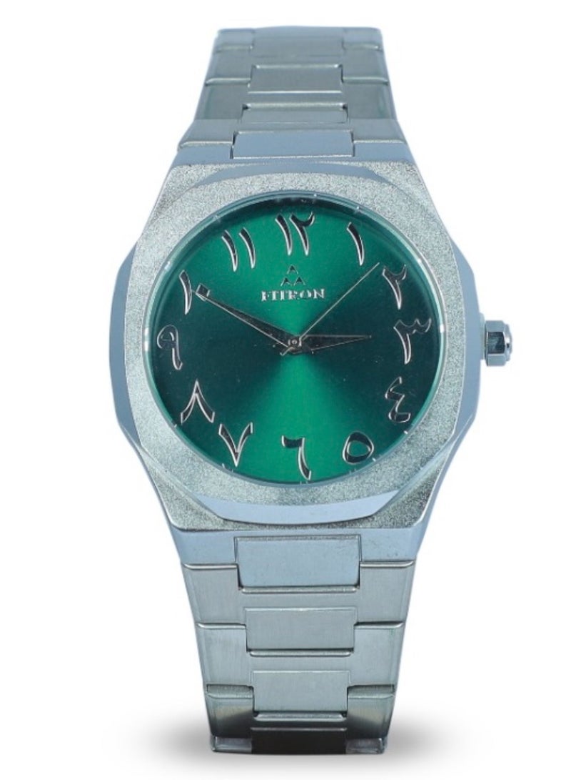 Fitron Men’s Silver Wrist Watch Green Dial - Image 1