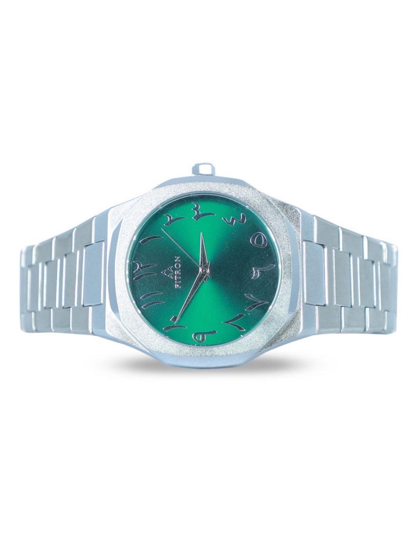 Fitron Men’s Silver Wrist Watch Green Dial - Image 2