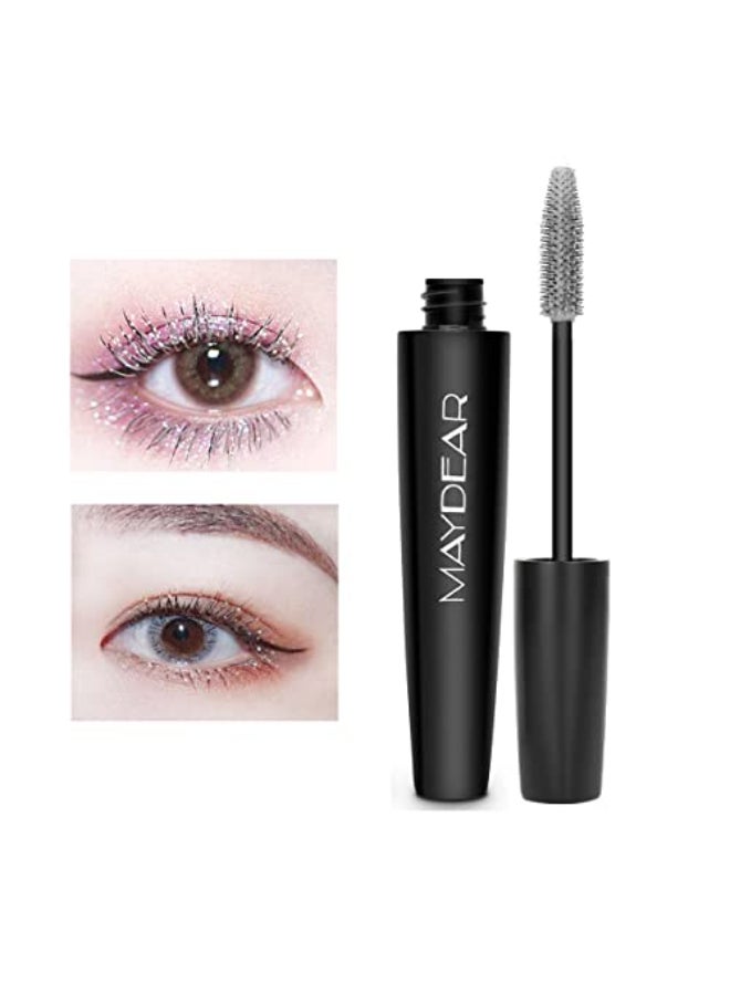Maydear Silver Colored Mascara Waterproof Long Lasting SmudgeProof FastDrying Lengthening Mascara for Party Stage Make - Image 1