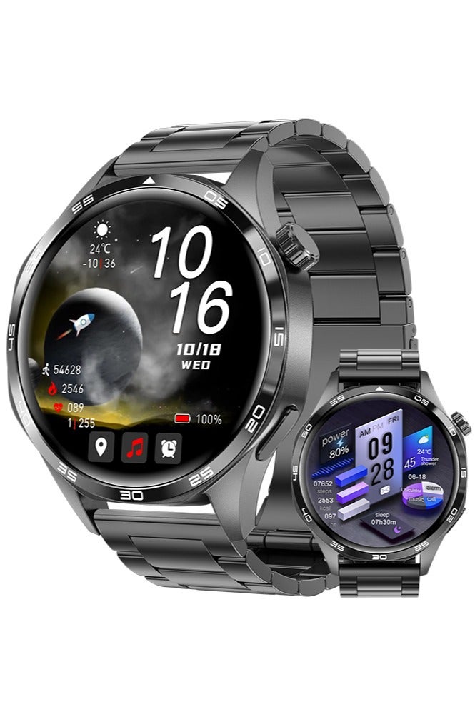 رولستيمي ساعة ذكية للرجال ، بلوتوث الرد / إجراء المكالمات ، وسائط رياضية متعددة ، إعدادات شخصية ديي ، 1.53 بوصة ملء الشاشة التي تعمل باللمس ، العالمي لالروبوت 4.4 فوق /دائرة الرقابة الداخلية 9.0 فوق الأنظمة - Image 1