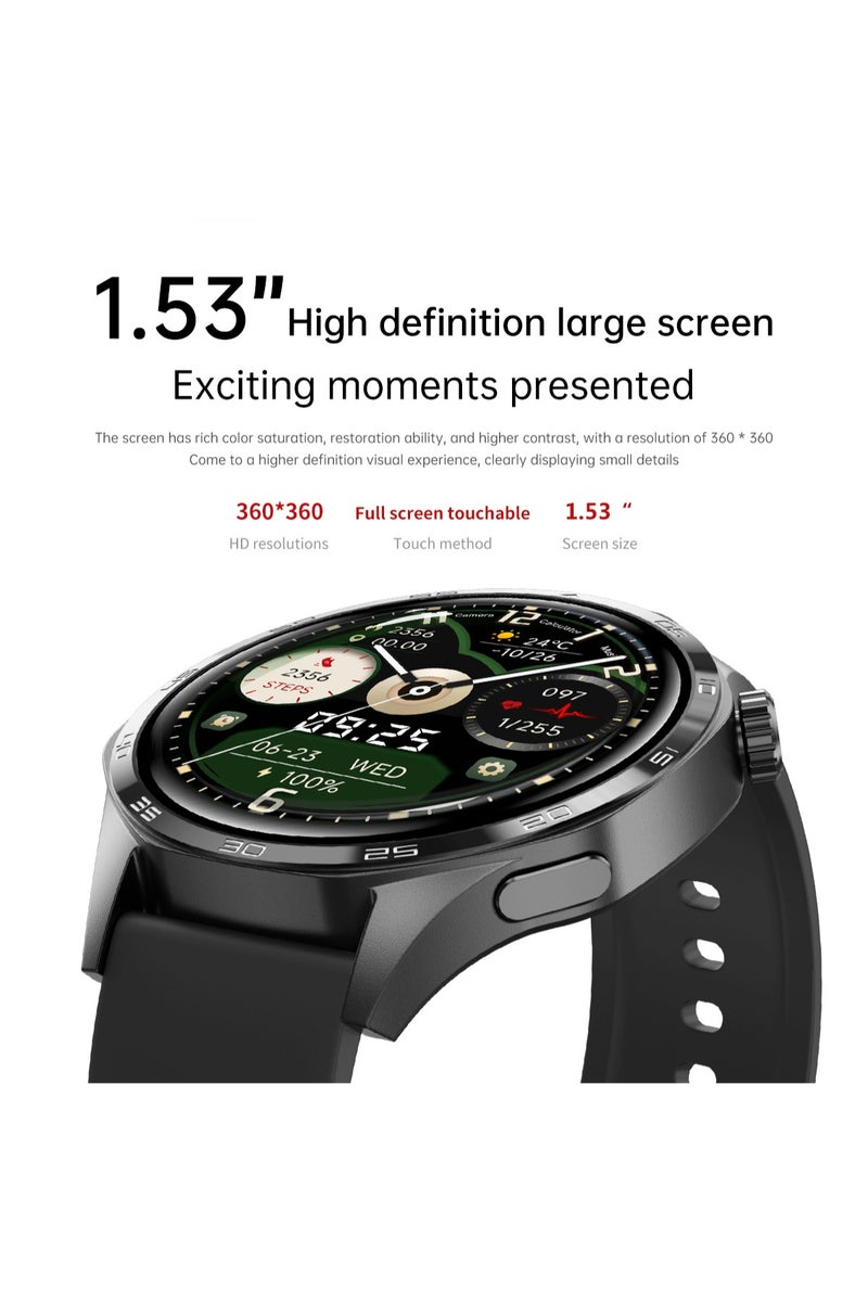 رولستيمي ساعة ذكية للرجال ، بلوتوث الرد / إجراء المكالمات ، وسائط رياضية متعددة ، إعدادات شخصية ديي ، 1.53 بوصة ملء الشاشة التي تعمل باللمس ، العالمي لالروبوت 4.4 فوق /دائرة الرقابة الداخلية 9.0 فوق الأنظمة - Image 3