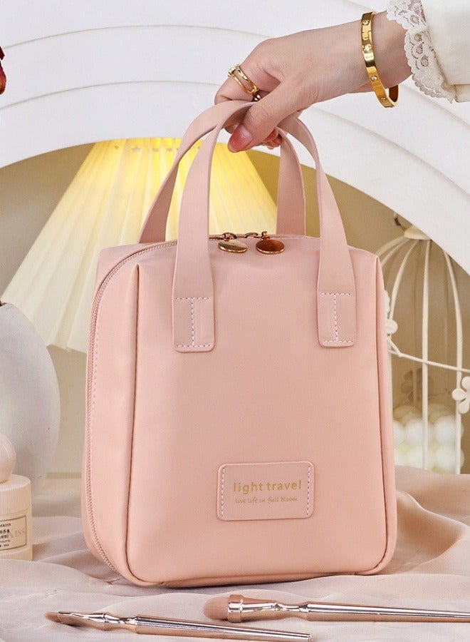 حقيبة المكياج اليدوية مستحضرات التجميل المتنقلة حقيبة التخزين الوردية - Image 4