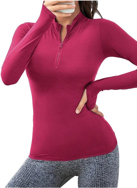 Half Zipper Sport Top Long Sleeves