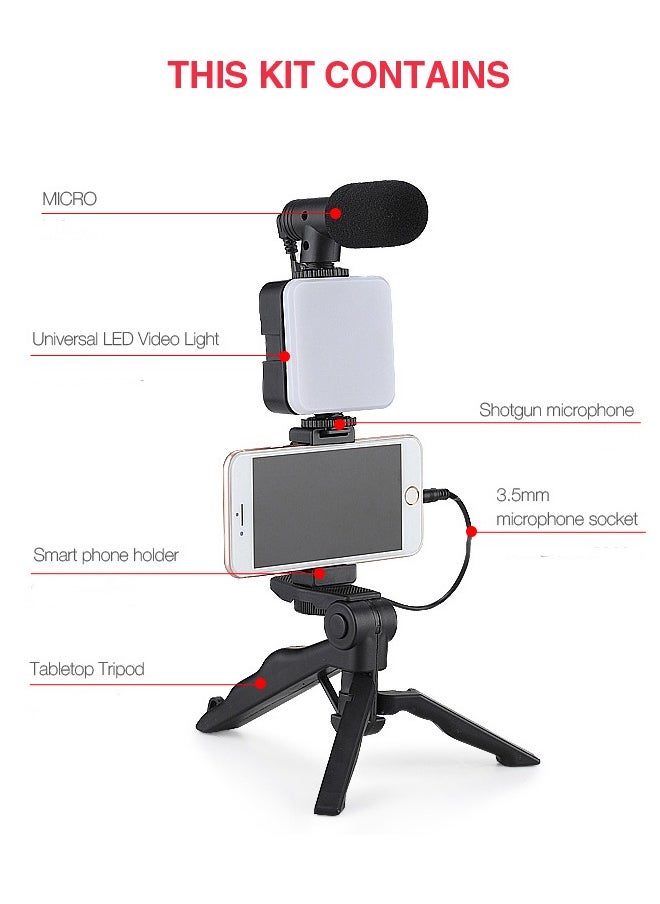 Mobile phone holder for live broadcasting, with fill light