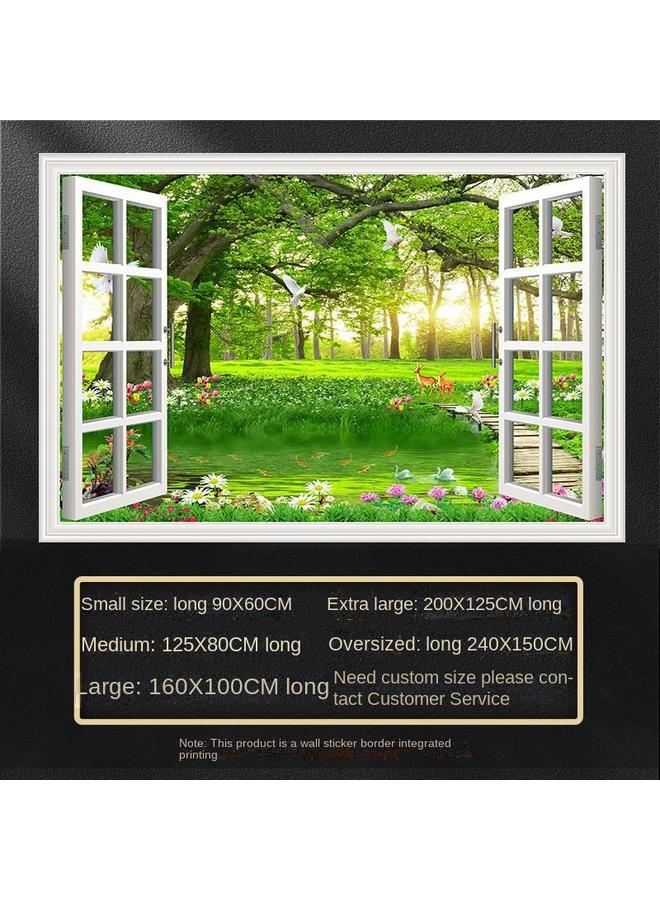 Bluejw Fake Window Self-adhesive 3D Wall Stickers Living Room Decorative Painting Bedroom Landscape Nature Waterproof Wall Stickers Wallpaper - Image 1