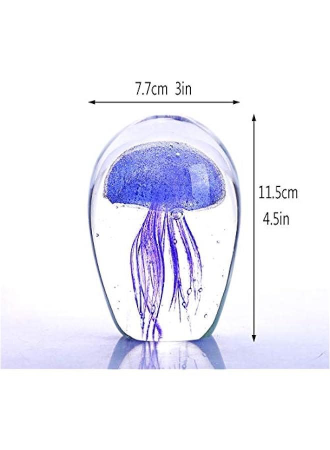 QFkris Hand Blown Purple Glass Jellyfish Figurines Collectibles, Glass Paperweight Sea Animal Sculpture for Fish Tank Table Decor - Image 2