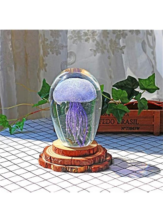 QFkris Hand Blown Purple Glass Jellyfish Figurines Collectibles, Glass Paperweight Sea Animal Sculpture for Fish Tank Table Decor - Image 4