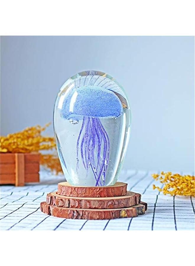 QFkris Hand Blown Purple Glass Jellyfish Figurines Collectibles, Glass Paperweight Sea Animal Sculpture for Fish Tank Table Decor - Image 5