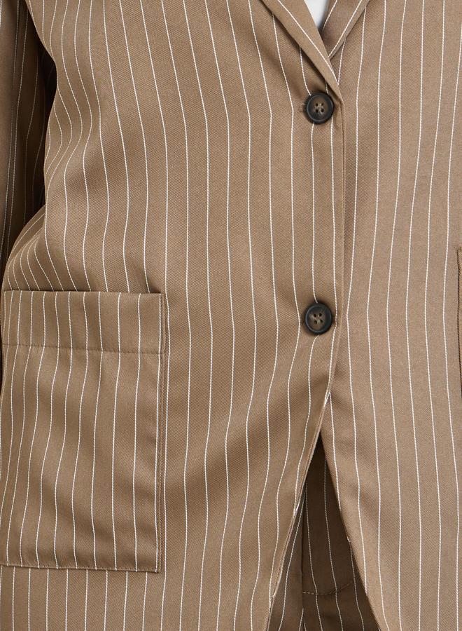 Styli Tan Pinstripe Regular Fit Blazer - Image 4