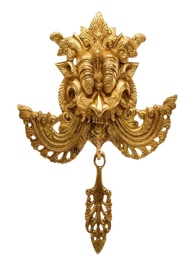 Kartique Brass Nazar Battu for Home Entrance Door Knocker | Yaali Evil Eye Protector | Kirtimukha for Home Door Decor | Brass Wall Hanging Decor | Negative Energy Remover for Home | 11 Inch - Image 1