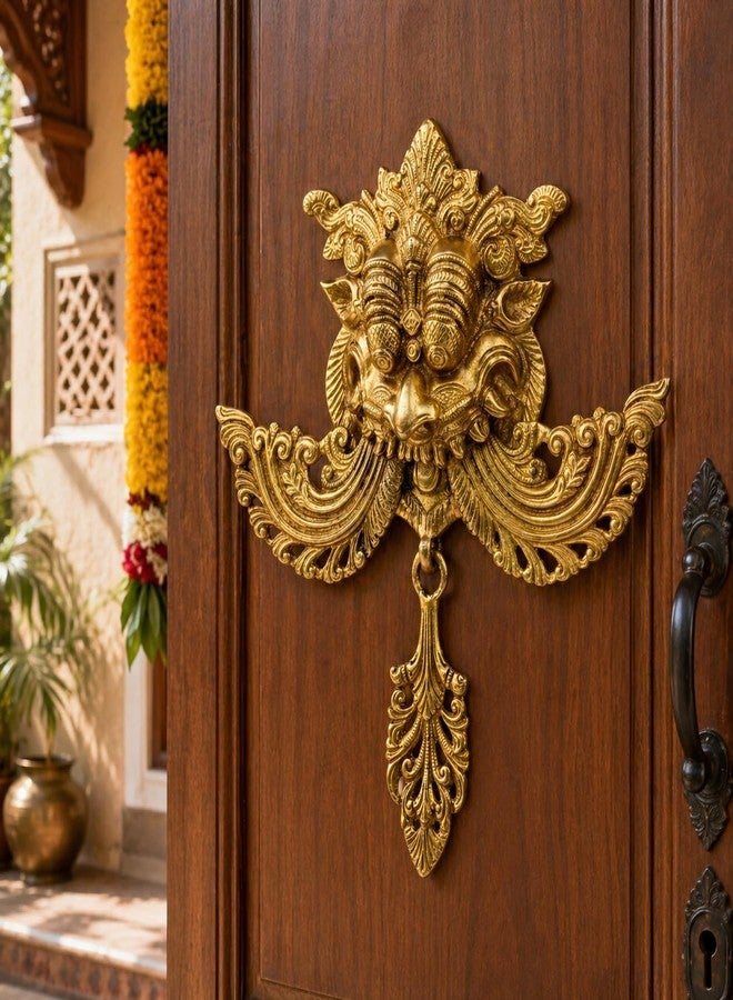 Kartique Brass Nazar Battu for Home Entrance Door Knocker | Yaali Evil Eye Protector | Kirtimukha for Home Door Decor | Brass Wall Hanging Decor | Negative Energy Remover for Home | 11 Inch - Image 3