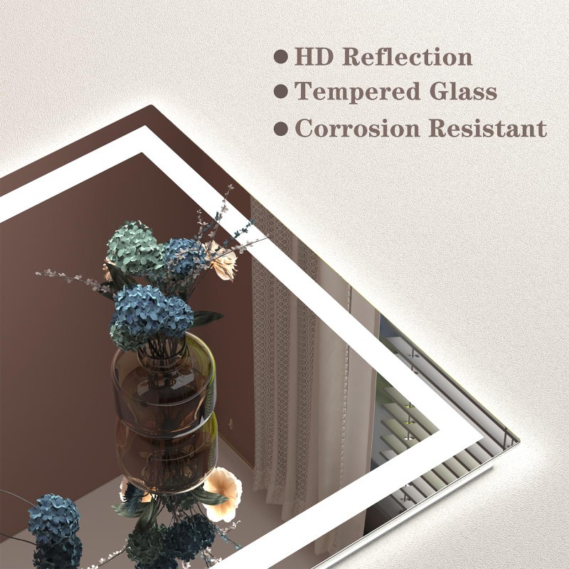 ODDSAN 24x36 LED Mirror for Bathroom, Lighted Vanity Mirror for Wall, Dimmable, Anti-Fog, Shatter-Proof, ETL Listed (Front Lights + Backlit) - Image 4