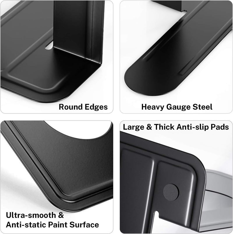 MaxGear 8.5 in Extra Large Heavy Duty Metal Book Ends, Classic Black Premium Bookends for Shelves, Non-Skid Bookend, Book Stopper for Books/Movies/CDs/Games, 8.5 x 5.9 x 7.8 in,4 Pairs - Image 3