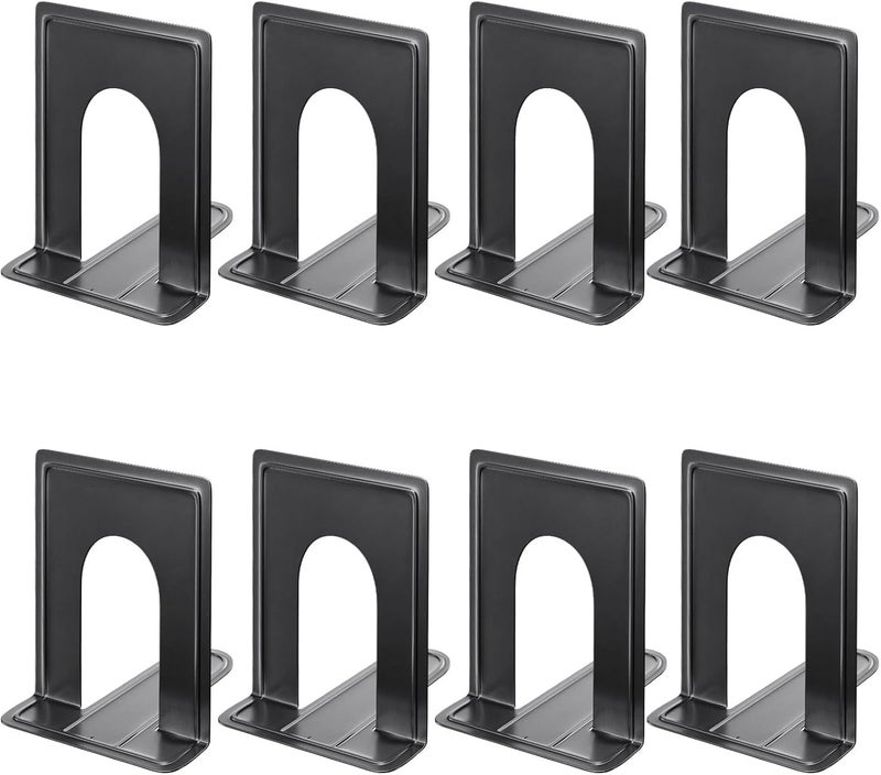 MaxGear 8.5 in Extra Large Heavy Duty Metal Book Ends, Classic Black Premium Bookends for Shelves, Non-Skid Bookend, Book Stopper for Books/Movies/CDs/Games, 8.5 x 5.9 x 7.8 in,4 Pairs - Image 1