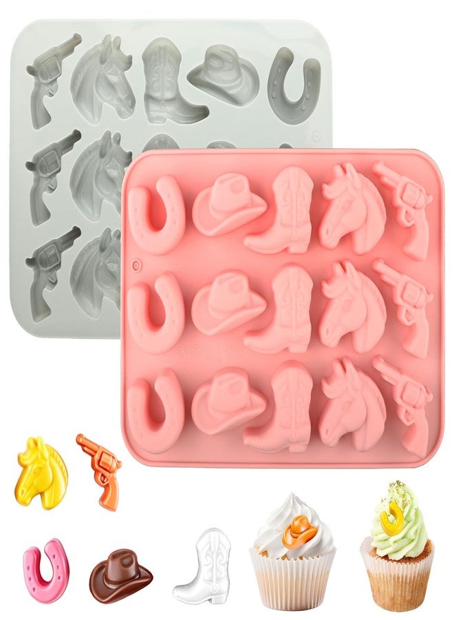 Ryetvok 2 Pack Western Cowboy Silicone Molds for Chocolate&Candy Intricate Boots,Hats,Horses,Horseshoe⋆ Shapes-Ideal for First Rodeo Birthday,Last Rodeo Bachelorette Party Cake Toppers - Image 1