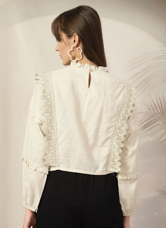 PlusS Beige Cotton Top for Women - Image 4