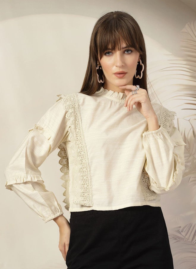 PlusS Beige Cotton Top for Women - Image 1