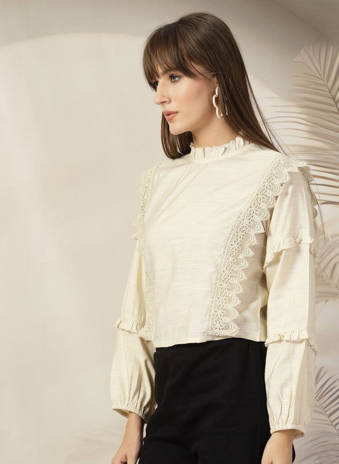 PlusS Beige Cotton Top for Women - Image 3