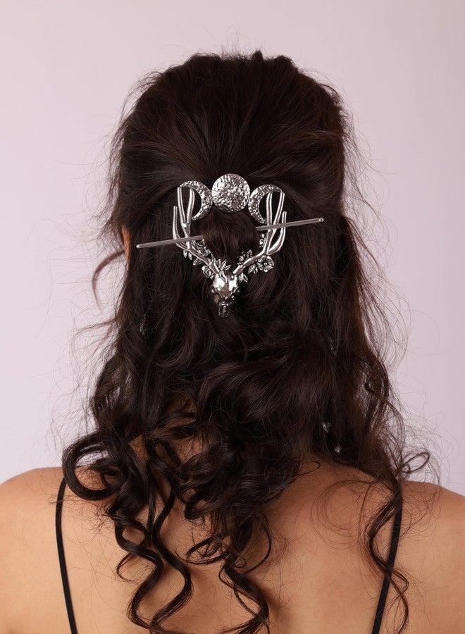 HAQUIL Gothic Buffalo Moon Witchy Hairpin Triple Moon Wicca Hair Accessories, Moon Hair Stick Thin Long Hair Clip, Jewelry for Men Women - Image 2