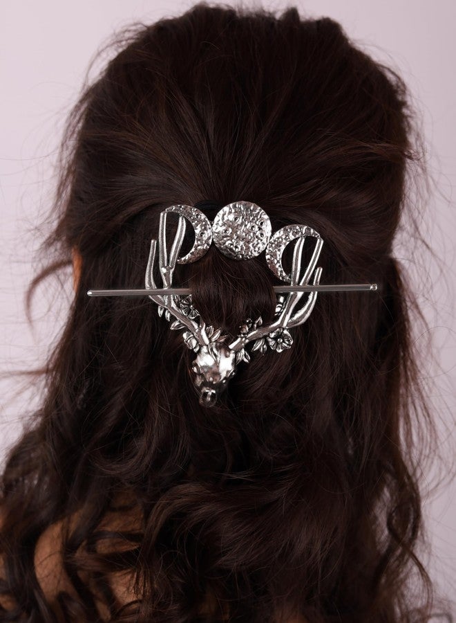 HAQUIL Gothic Buffalo Moon Witchy Hairpin Triple Moon Wicca Hair Accessories, Moon Hair Stick Thin Long Hair Clip, Jewelry for Men Women - Image 4