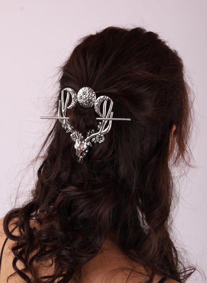 HAQUIL Gothic Buffalo Moon Witchy Hairpin Triple Moon Wicca Hair Accessories, Moon Hair Stick Thin Long Hair Clip, Jewelry for Men Women - Image 3