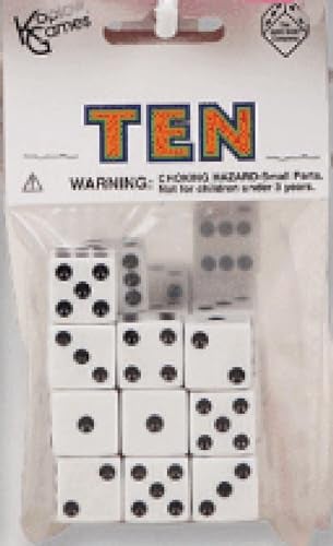 Koplow Games White with Black pips 16mm 58in D6 Dice 10 Koplow Games - Image 1