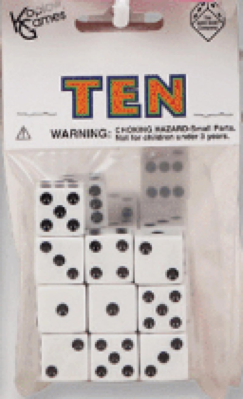 Koplow Games White with Black pips 16mm 58in D6 Dice 10 Koplow Games - Image 3