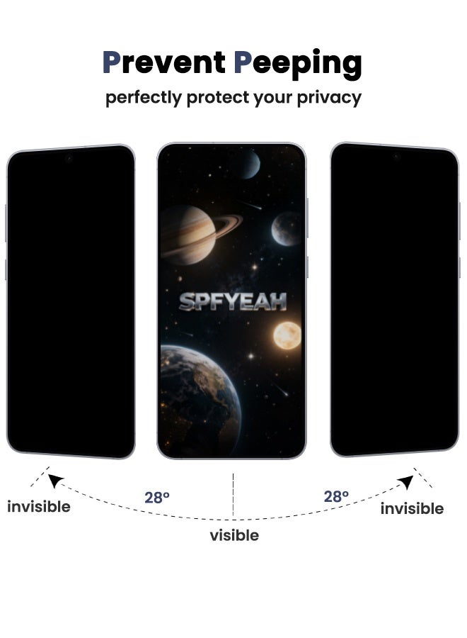 SPFYEAH [2+2 Pack] Samsung Galaxy S25 FE Privacy Screen Protector with Camera Lens Protector, [28° Anti-Spy][9H Hardness][Touch Sensitive][Anti Scratch][Bubble Free][Case Friendly] Protector Set for Samsung Galaxy S25 FE 6.7 inch (Boxed, 2+2 PCS) - Image 4