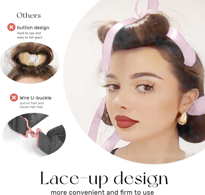 Zikra 3 PCS Heatless Curlers, 1 PCS Sleeping Bonnet Set,Overnight Blowout Rods for Long Hair,Satin Hair Curlers No Heat Heatless Curling Rod with Ribbon Design for Women Teenage Girls - Image 2