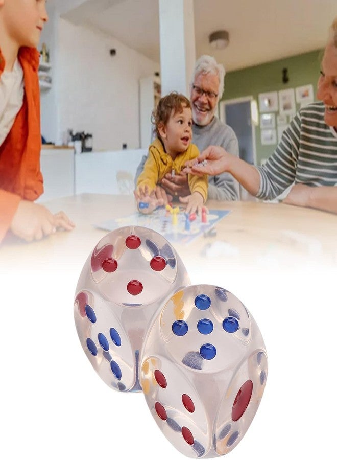 GLADBACK (30 MM) Jumbo Dice with Colored Dots, 6-Sided Transparent Dice, Fun Six-Sided Gaming Dice for Farkle, Dice Cube Perfect for Board Games, Casino, Snake and Ladders, Monopoly, More (Pack of 2) - Image 4
